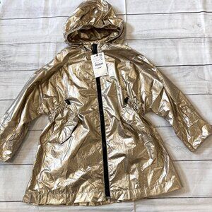 🆕NWT Zara Metallic Gold Rain Jacket
